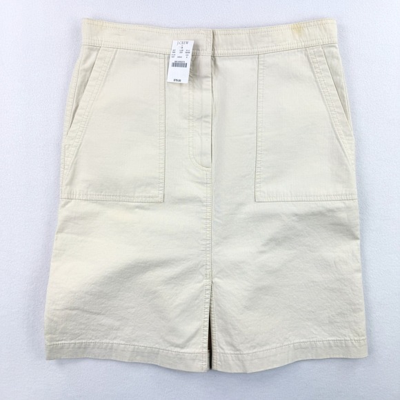 J.Crew Cotton A Line Skirt Size 6 Womens Cream - New,‎ *FLAW - Picture 1 of 12